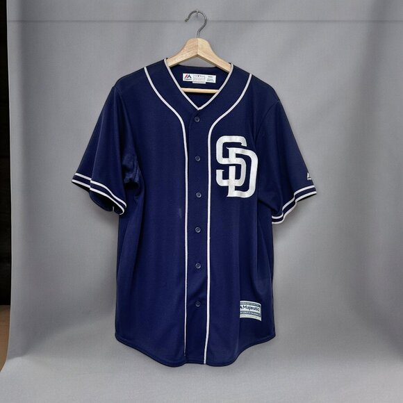 Majestic Other - 🦋 MAJESTIC MLB SAN DIEGO PADRES Navy Blue Jersey Logo Button Up Medium